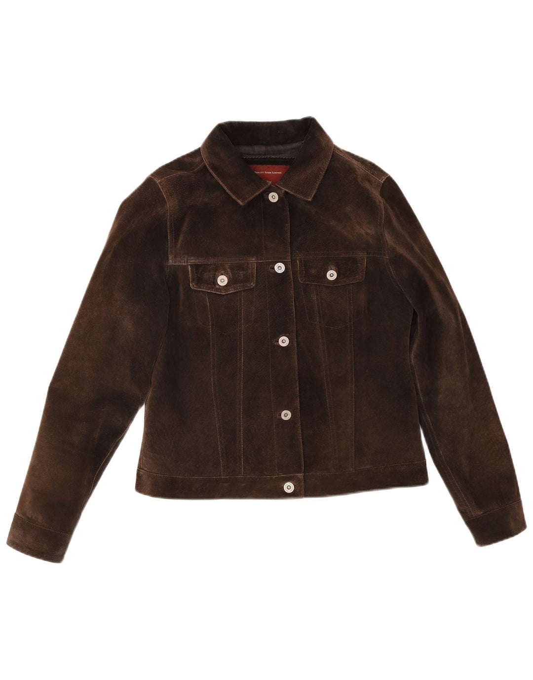 Giacca bomber corta in pelle scamosciata da donna Eddie Bauer UK 8 piccola in pelle marrone