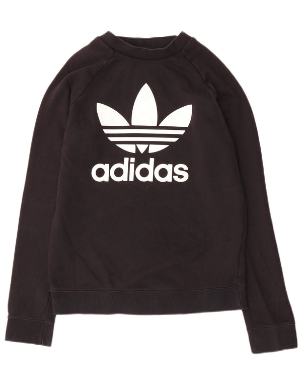 Felpa grafica da donna Adidas Jumper UK 10 Small Black Cotton