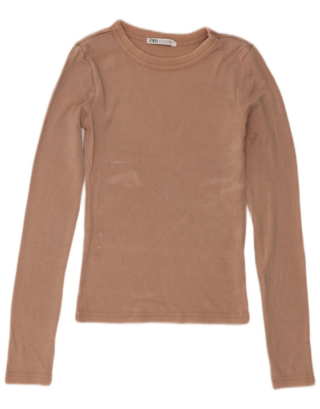 Top Zara da donna a maniche lunghe UK 8 Small in cotone beige