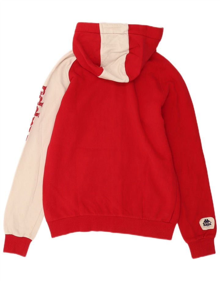Maglione con cappuccio e zip grafica da uomo Kappa in cotone color block rosso medio