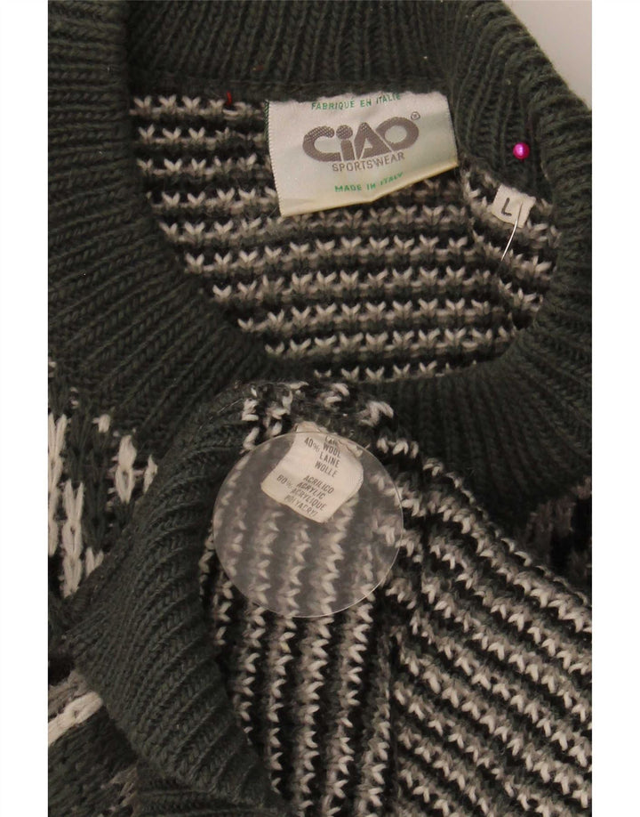 Ciao Maglione da uomo girocollo in lana a righe verdi grandi
