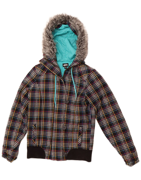 Giubbotto bomber con cappuccio da donna VANS UK 10 piccolo cotone a quadri grigio