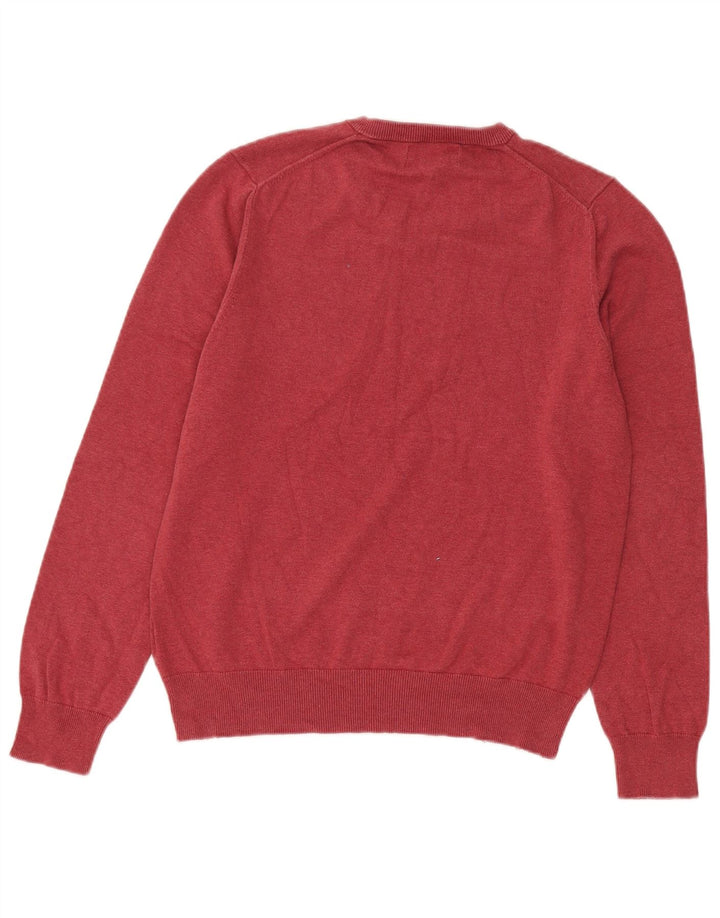 Maglione da uomo con scollo a V Marks & Spencer in cotone bordeaux medio