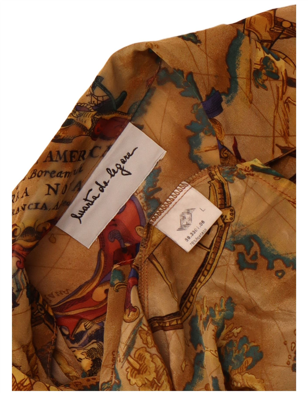 Camicetta camicia oversize grafica da donna vintage UK 16 grande acetato beige