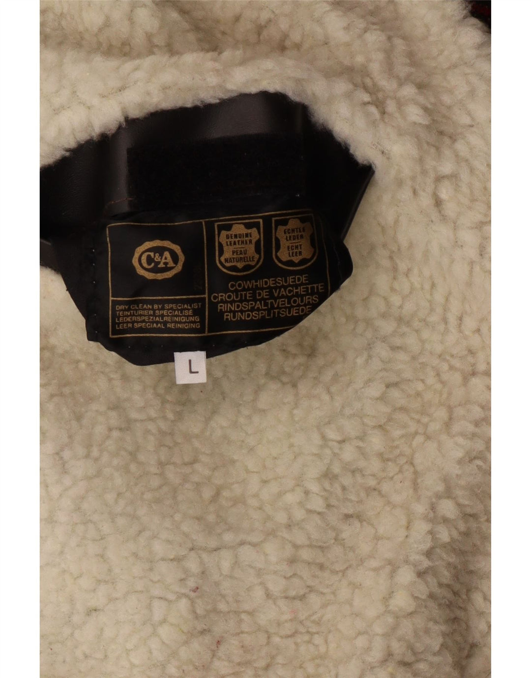 Giacca da uomo in pelle scamosciata Sherpa C&A UK 40 grande pelle rossa Fair Isle