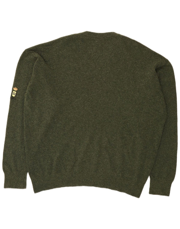 Maglione maglione con scollo a V da uomo Lacoste taglia 8 3XL lana d'agnello verde