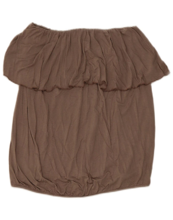 Top corto da donna con spalle scoperte Benetton UK 12 Viscosa grigio medio