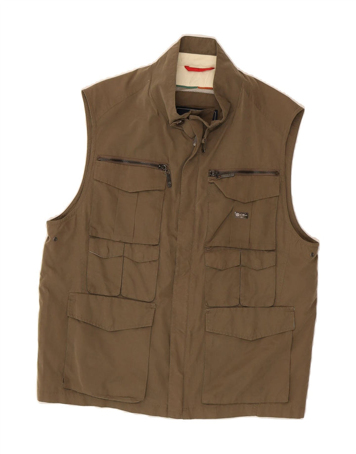 IVY OXFORD Mens Utility Gilet IT 50 Large Brown Polyester Vintage Ivy Oxford and Second-Hand Ivy Oxford from Messina Hembry 