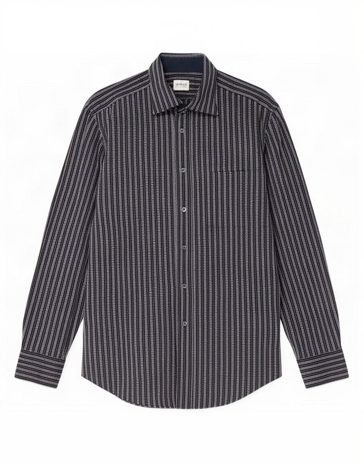 Camicia Armani Collezioni Uomo Cotone Rigato Medio Nero