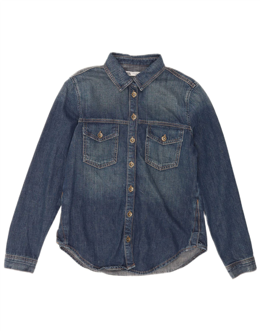 Camicia in denim da donna Zara UK 10 piccola in cotone blu