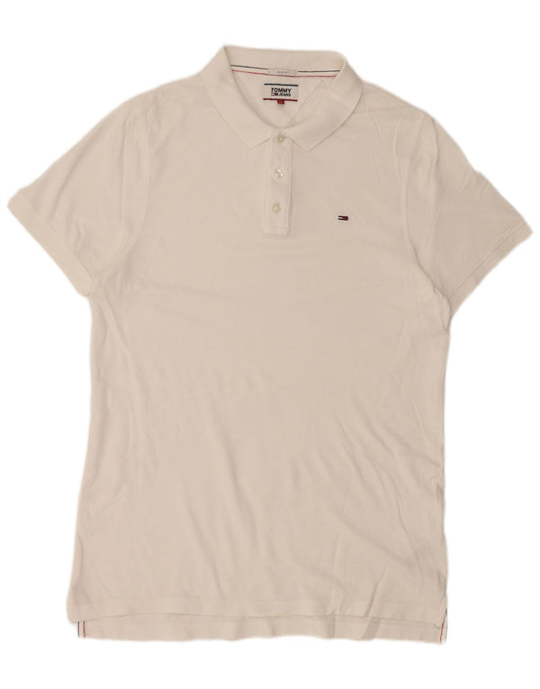 TOMMY HILFIGER Polo da uomo slim fit XL in cotone bianco