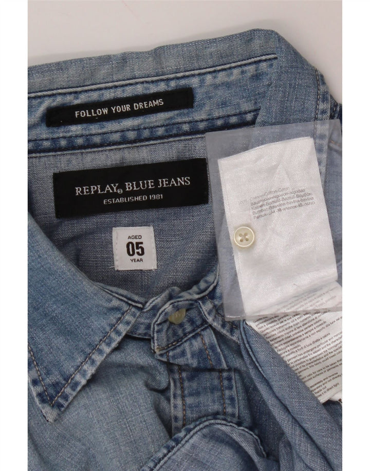 REPLAY Camicia di jeans da uomo grande in cotone blu