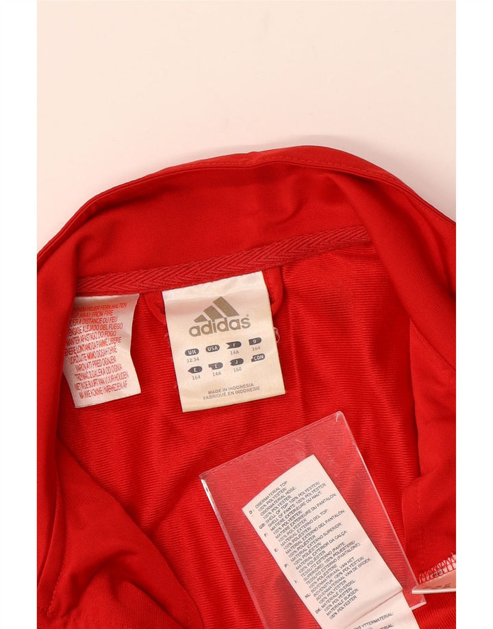 Giacca superiore della tuta da ragazzo ADIDAS 13-14 anni Poliestere color block rosso