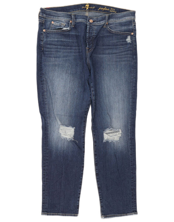 7 For All Mankind Jeans skinny crop da donna Boyfriend W32 L26 Blu