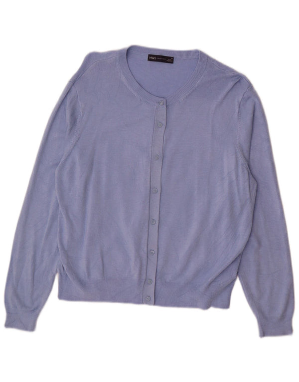 MARKS & SPENCER Maglione cardigan da donna UK 18 XL Viscosa blu