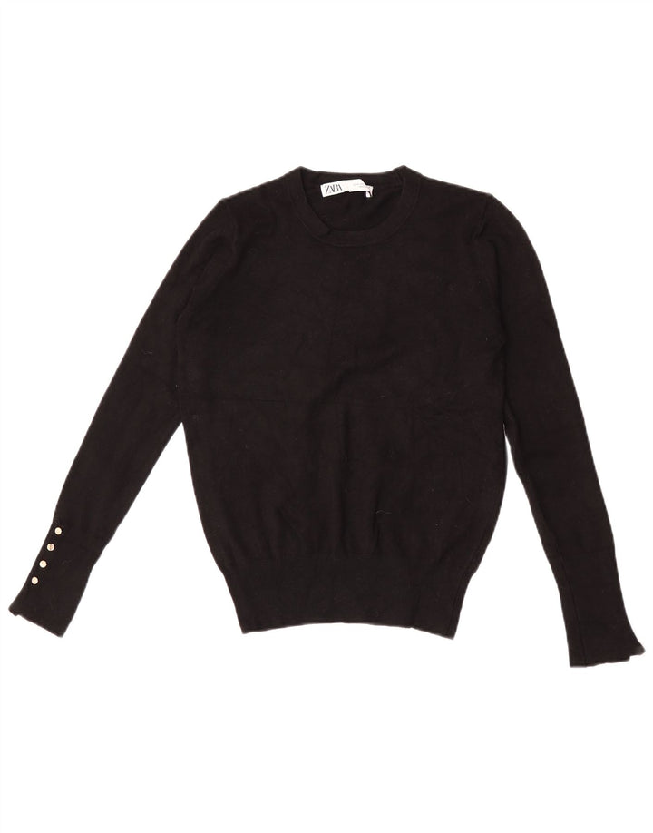 Maglione maglione girocollo da donna Zara UK 10 piccolo nero