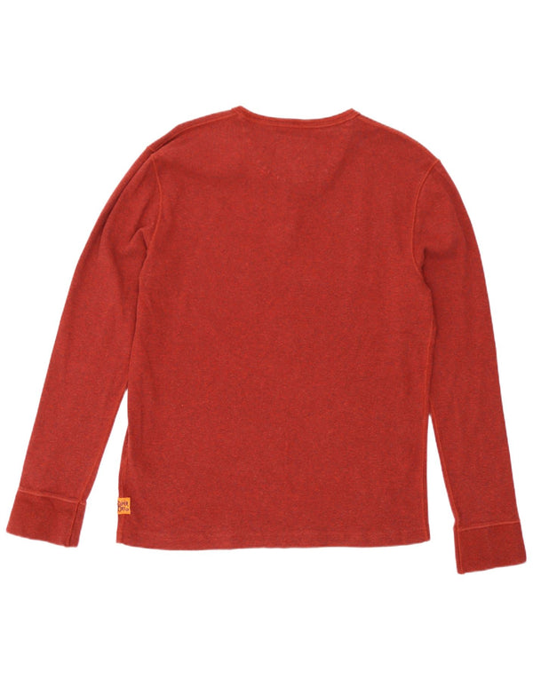 Top da uomo a maniche lunghe Superdry 2XL cotone chiazzato rosso