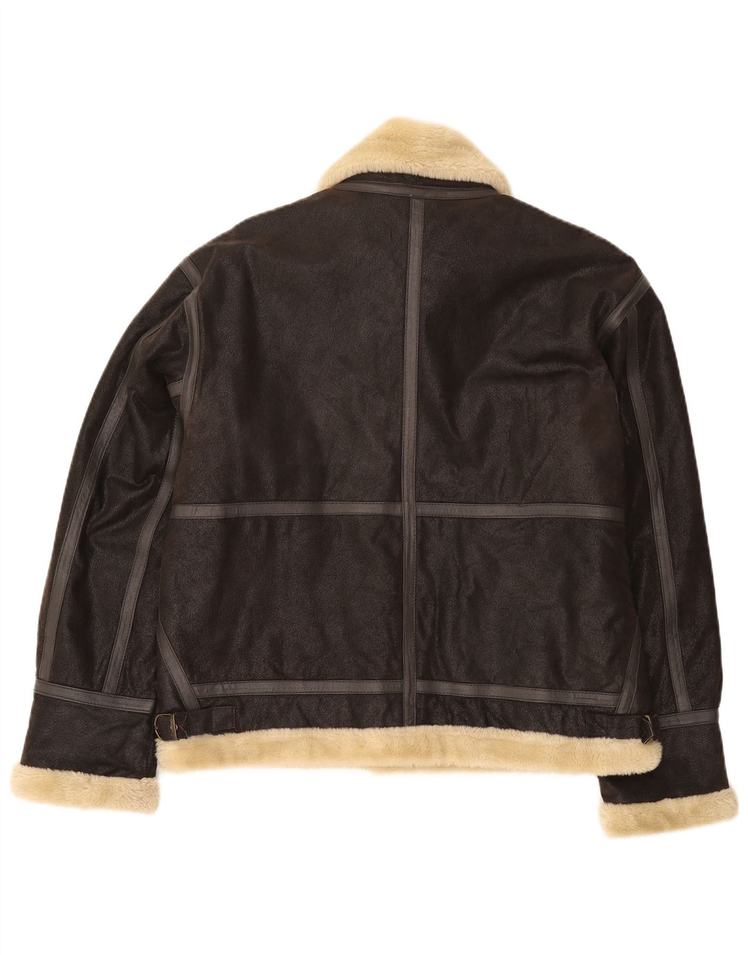 Giubbotto bomber in shearling da uomo vintage UK 38 in pelle marrone medio