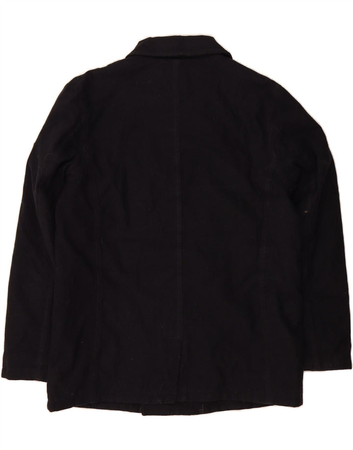SLAM Mens Double Breasted Coat UK 46 3XL Black Polyester Vintage Slam and Second-Hand Slam from Messina Hembry 