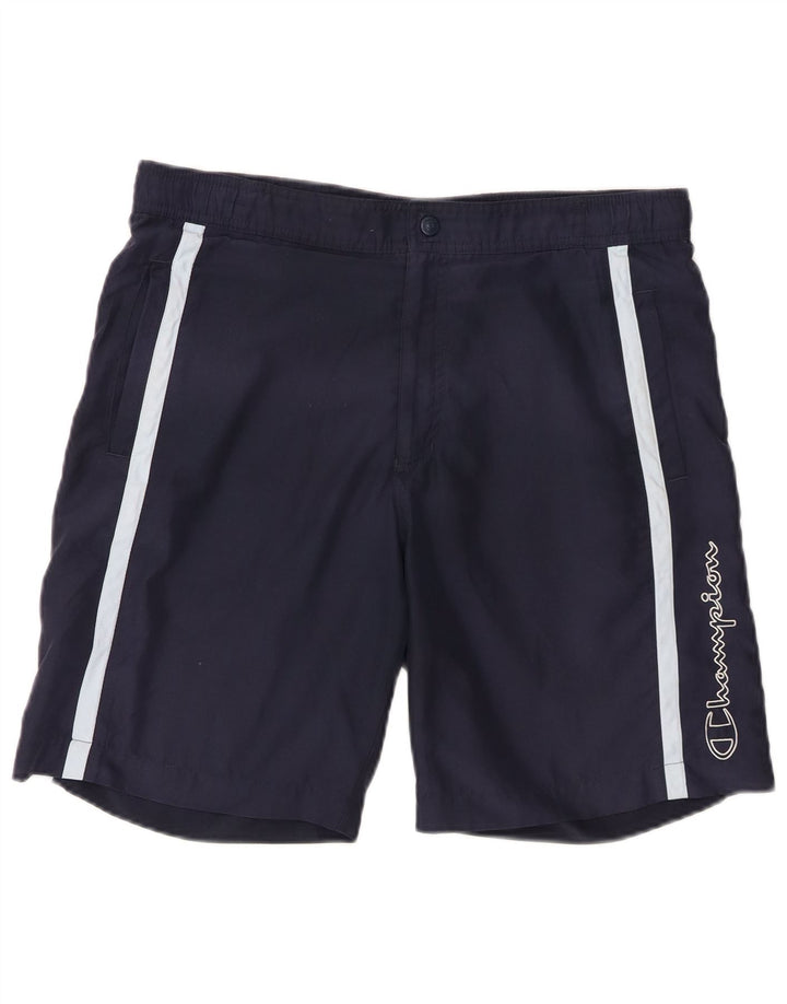 Pantaloncini sportivi grafici da uomo Champion, poliestere color block medio blu navy