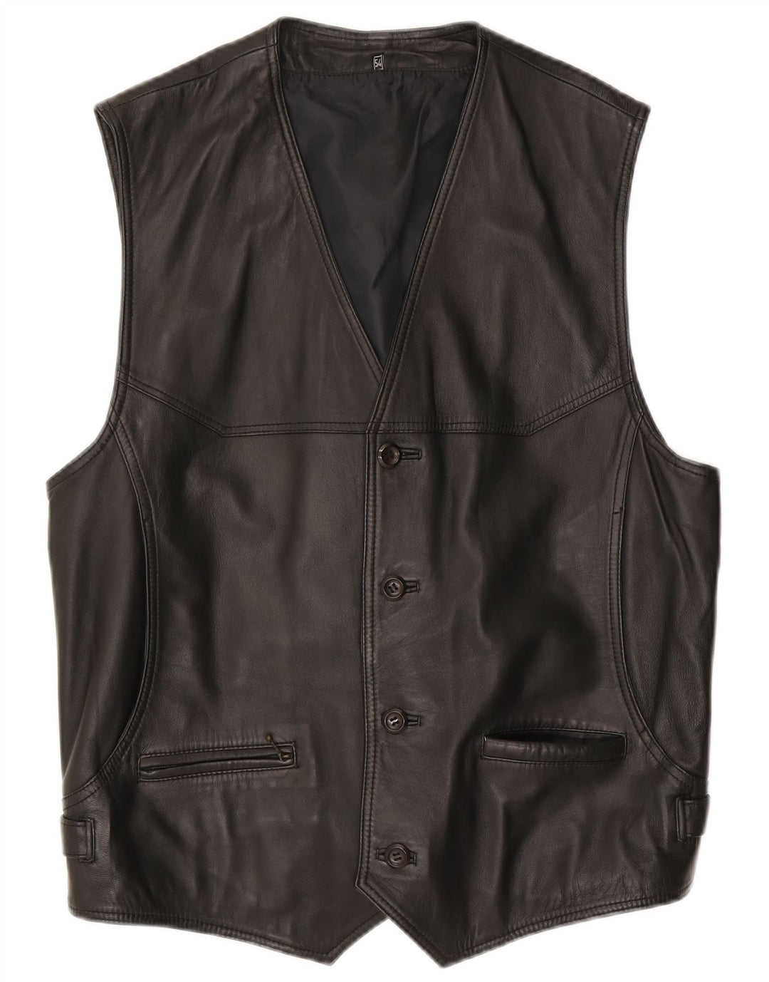 Gilet in pelle da uomo vintage IT 54 2XL Pelle nera