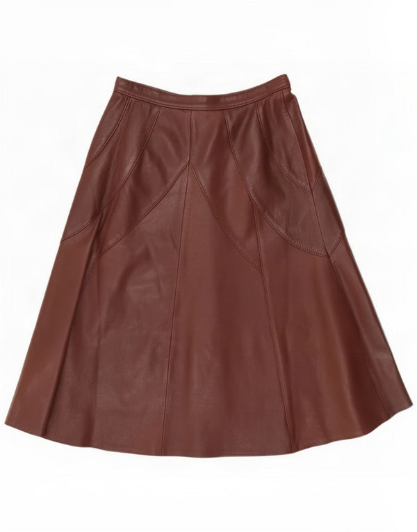Gonna in pelle a vita alta da donna vintage media W28 Marrone