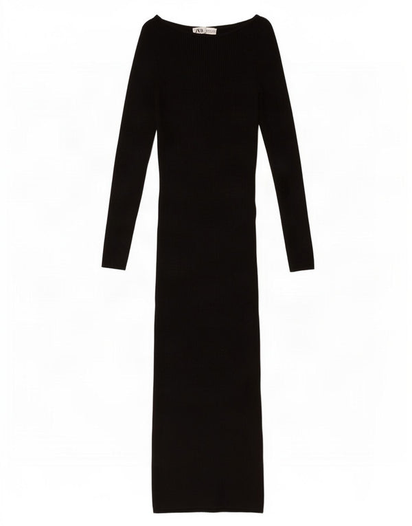 Vestito aderente a maniche lunghe da donna Zara UK 12 medio nero