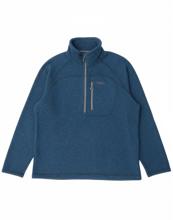 Felpa Rab da uomo con zip sul collo, maglione XL blu screziato