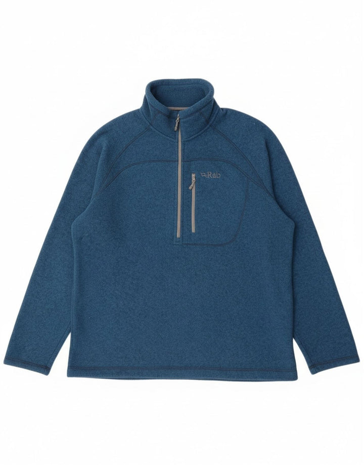 Felpa Rab da uomo con zip sul collo, maglione XL blu screziato