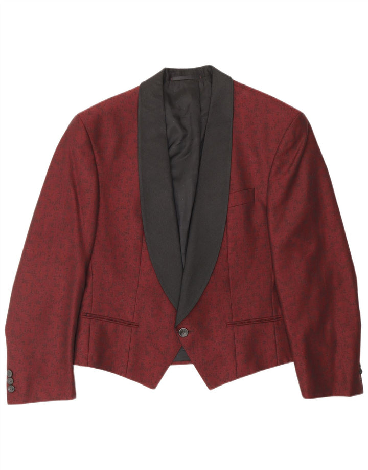 Giacca blazer da uomo a 1 bottone TREVIRA UK 38 Classica floreale rossa media