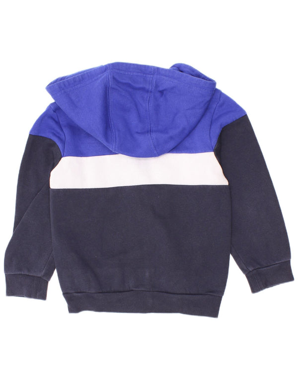 Maglione con cappuccio e zip Adidas per ragazzi 3-4 anni in cotone color block blu navy
