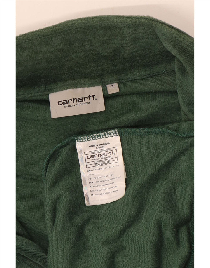 Felpa Carhartt da uomo con zip e collo, maglione, piccolo, in cotone verde