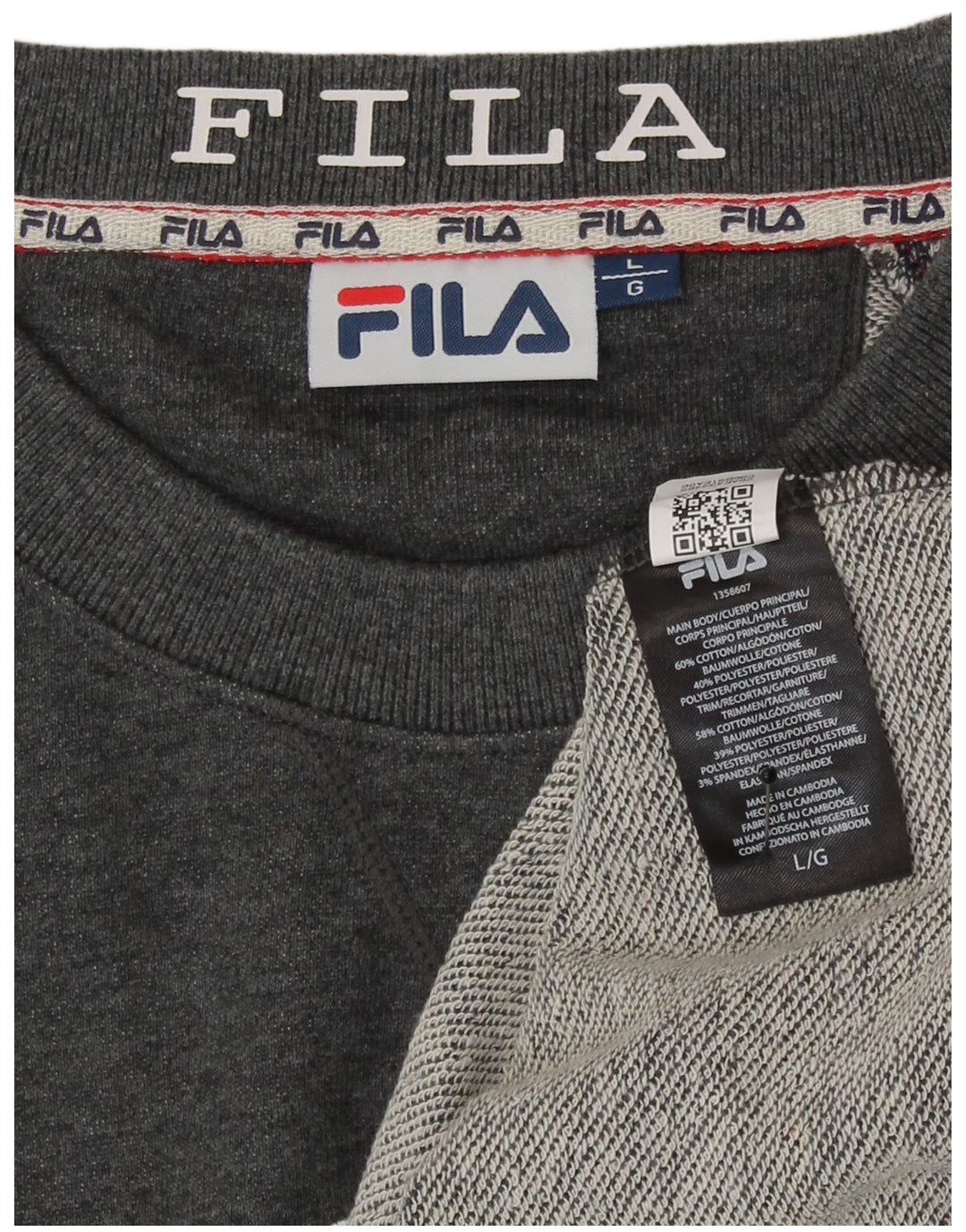 Felpa grafica da uomo Fila Maglione grande cotone grigio