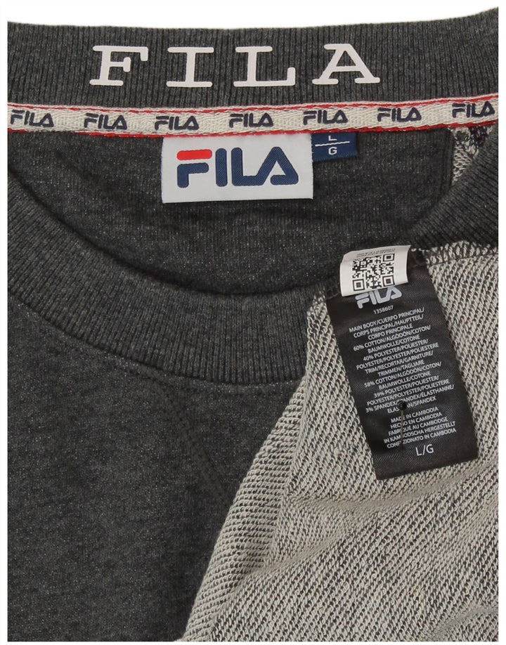 Felpa grafica da uomo Fila Maglione grande cotone grigio