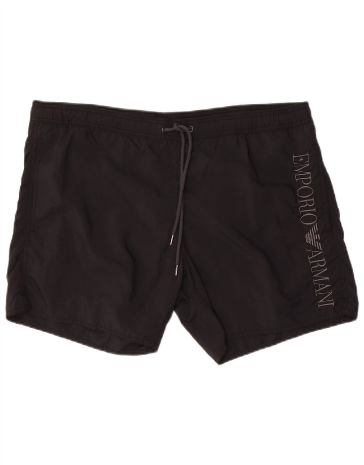 Pantaloncini da bagno grafici da uomo Emporio Armani EU 48 medio nero poliammide