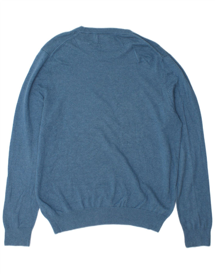 Maglione maglione girocollo da uomo Marks & Spencer grande cotone blu