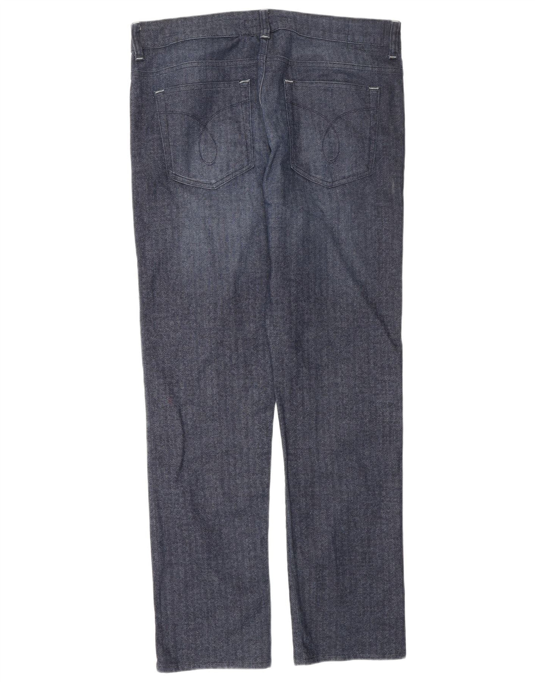 Pantaloni casual regolari da uomo Calvin Klein W34 L31 blu navy a spina di pesce