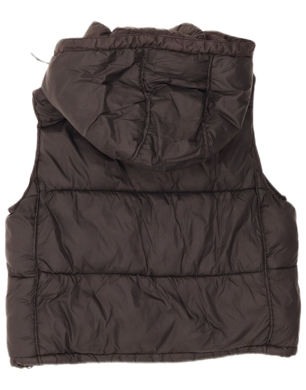Gilet imbottito con cappuccio da donna Zara UK 14 grande nylon nero
