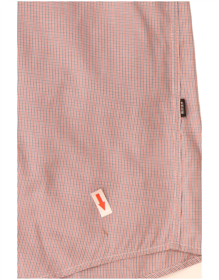 Camicia da uomo slim fit a quadri Hugo Boss grande cotone pied de poule arancione