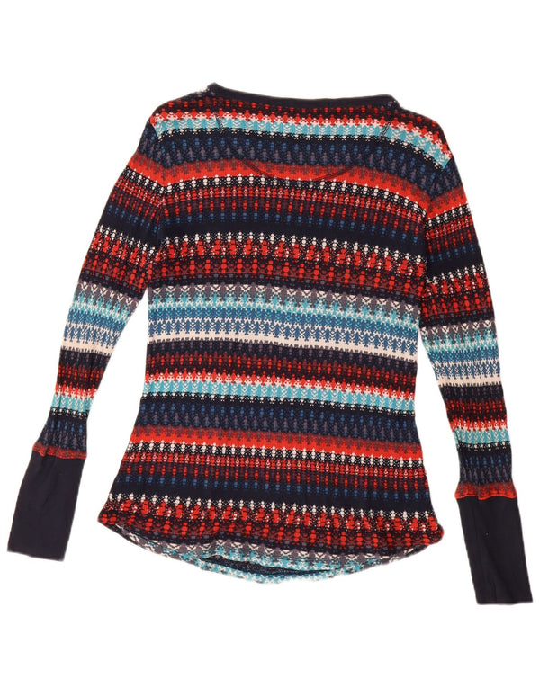 ORVIS Maglione da donna con scollo a barchetta UK 14 Grandi righe multicolori