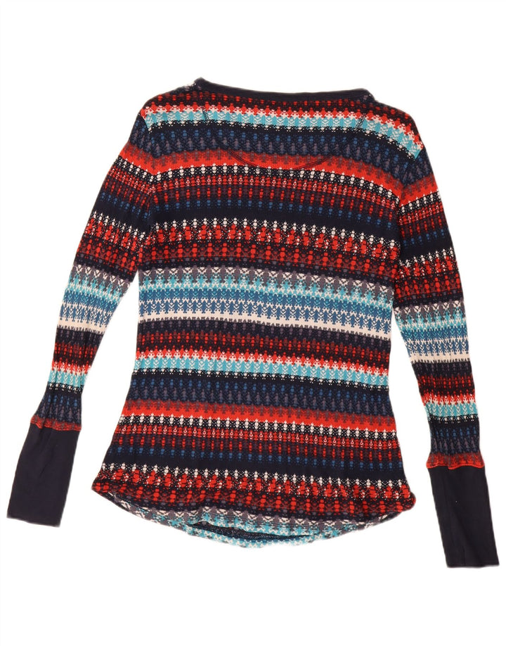 ORVIS Maglione da donna con scollo a barchetta UK 14 Grandi righe multicolori