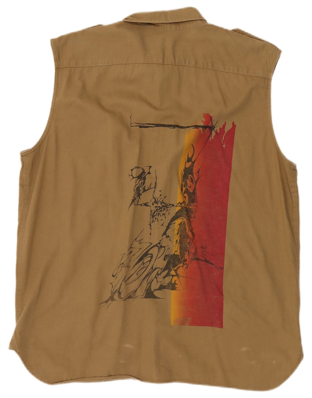 Camicia senza maniche militare vintage da uomo XL in cotone kaki