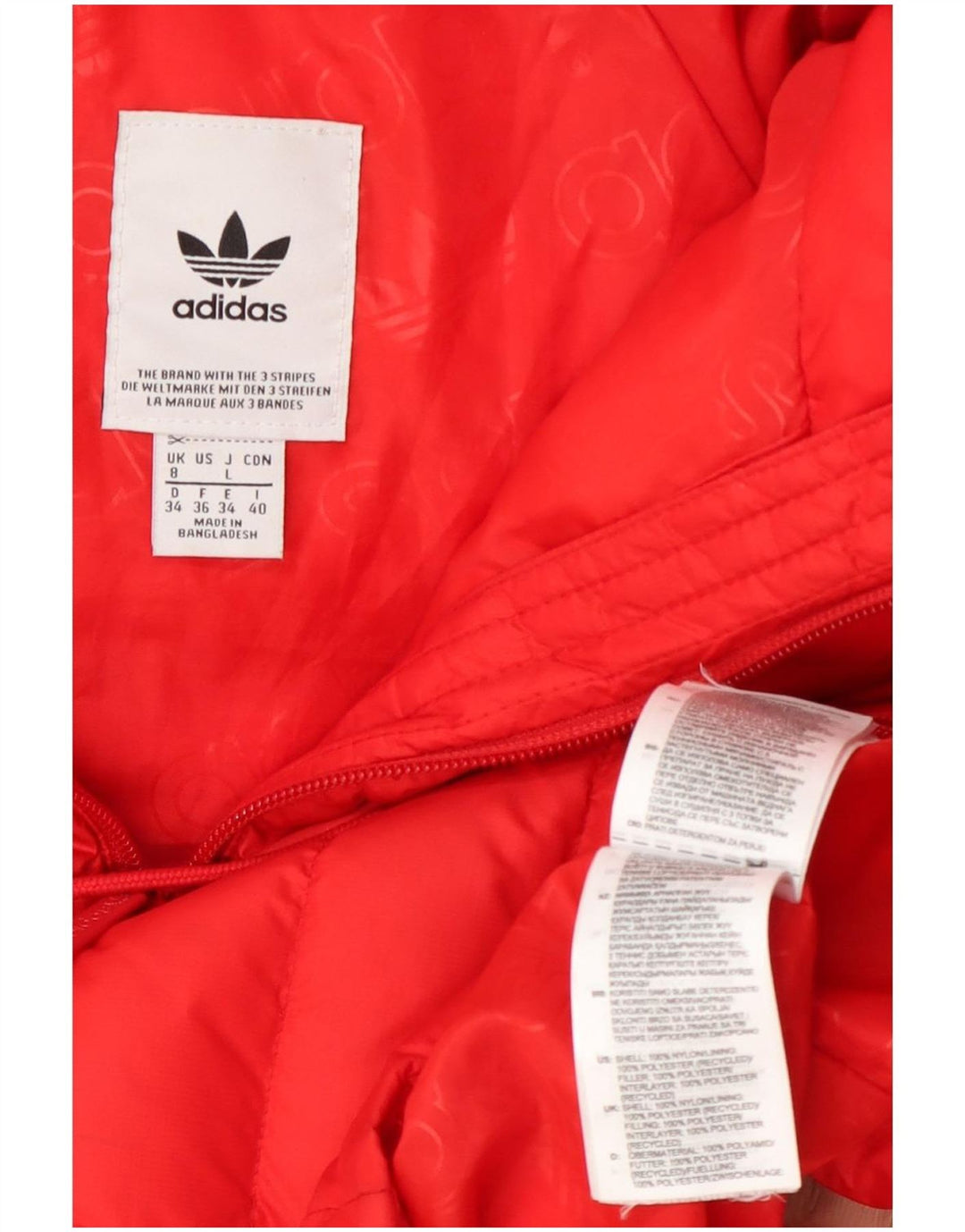 Giacca imbottita con cappuccio da donna Adidas UK 8 Small Orange Nylon