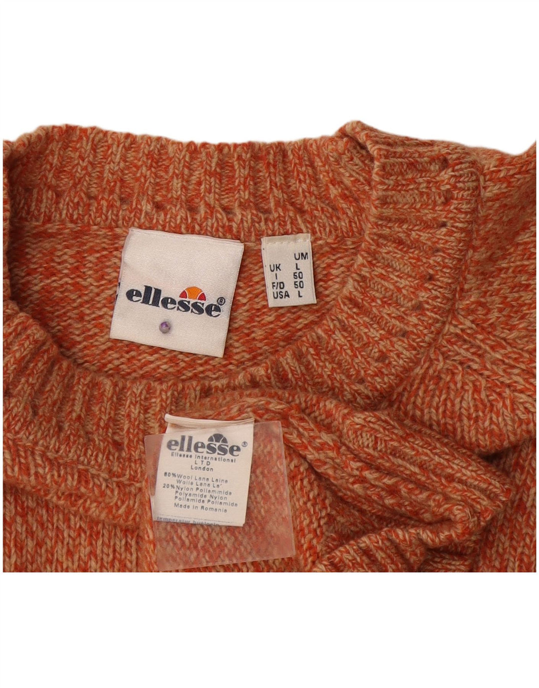 Maglione girocollo da uomo Ellesse, grande lana screziata arancione
