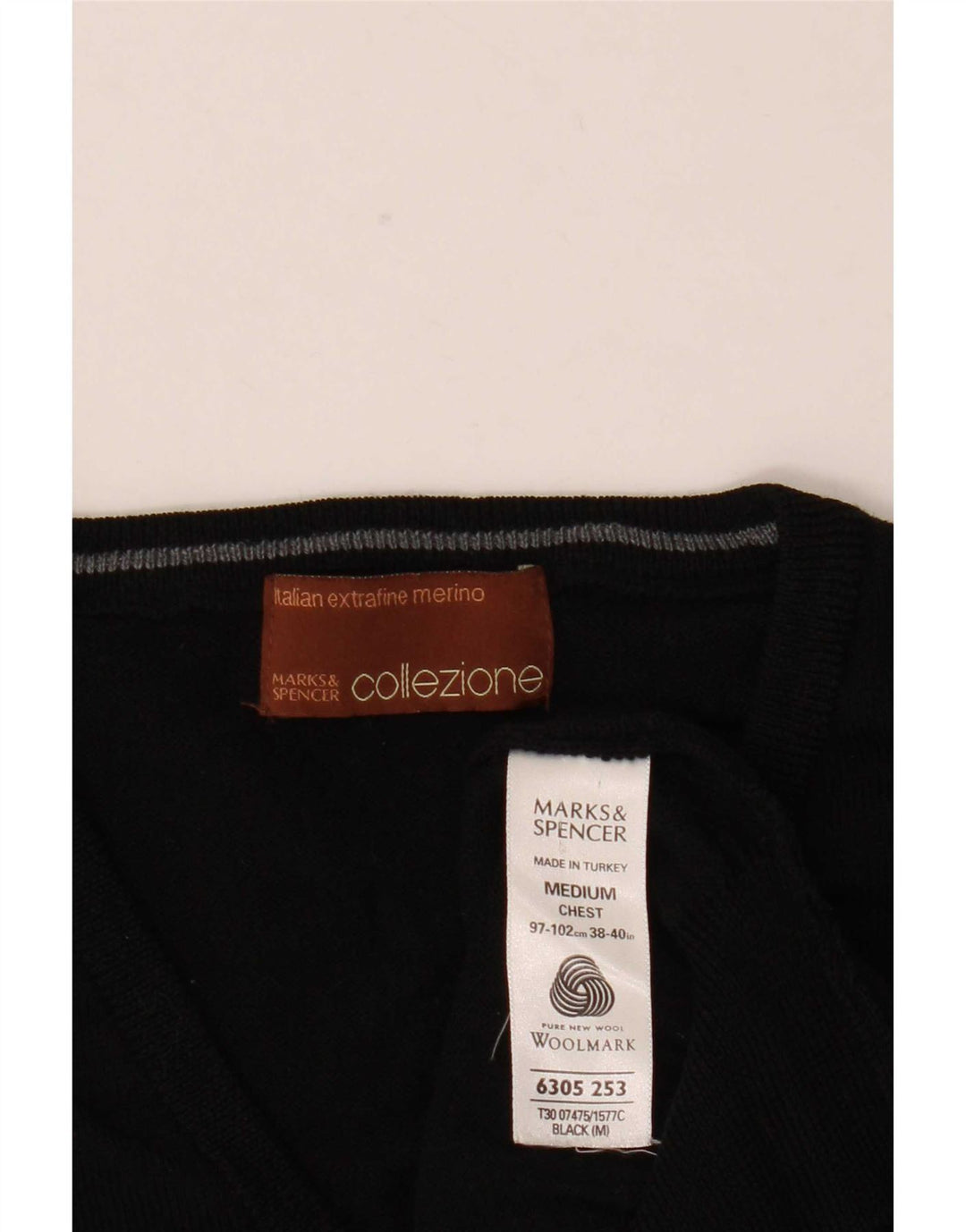 Canotta da uomo Marks & Spencer media nera in lana merino