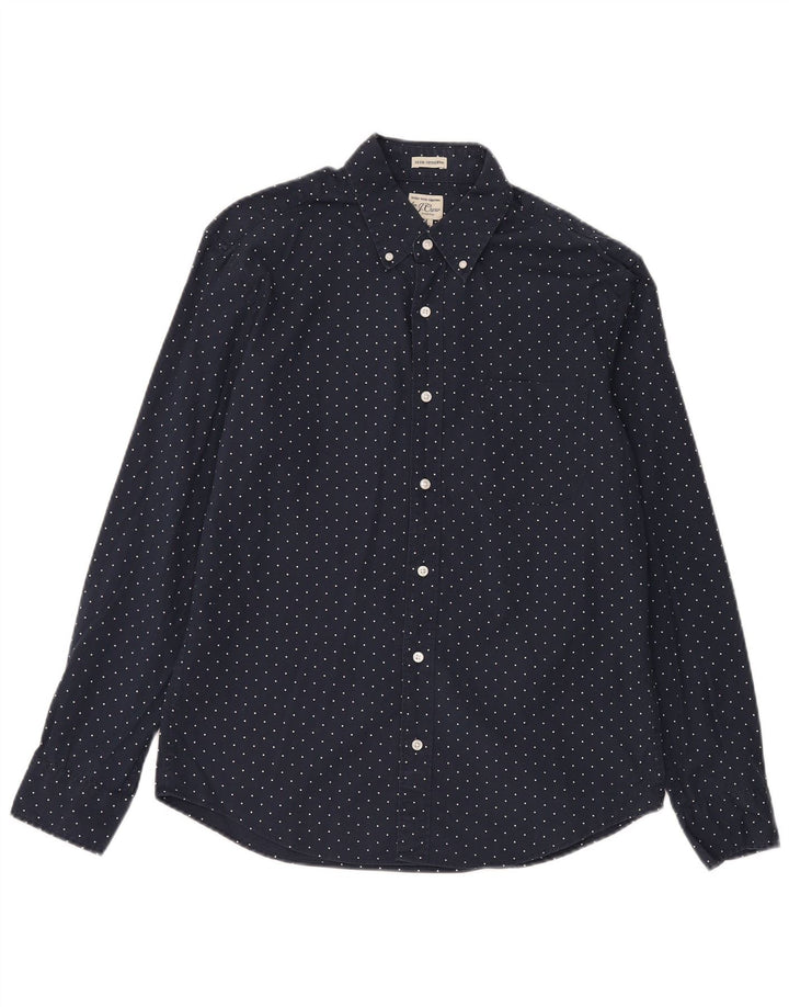 Camicia slim fit da uomo J. Crew in cotone a pois blu navy medio