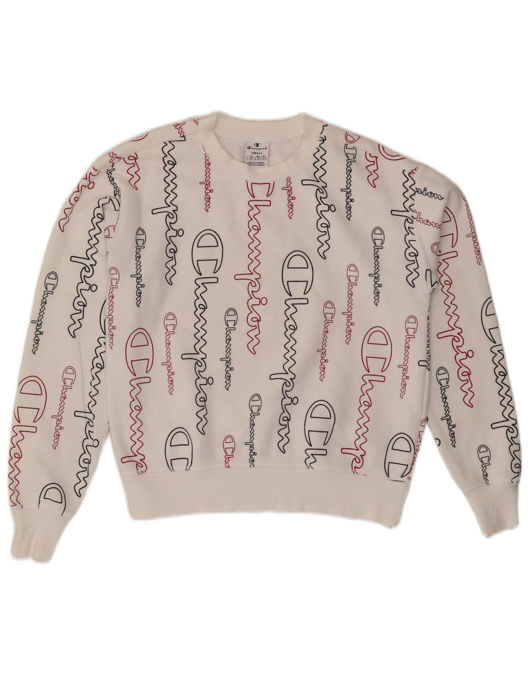 Felpa oversize con grafica da donna CHAMPION, maglione UK 10 piccolo bianco