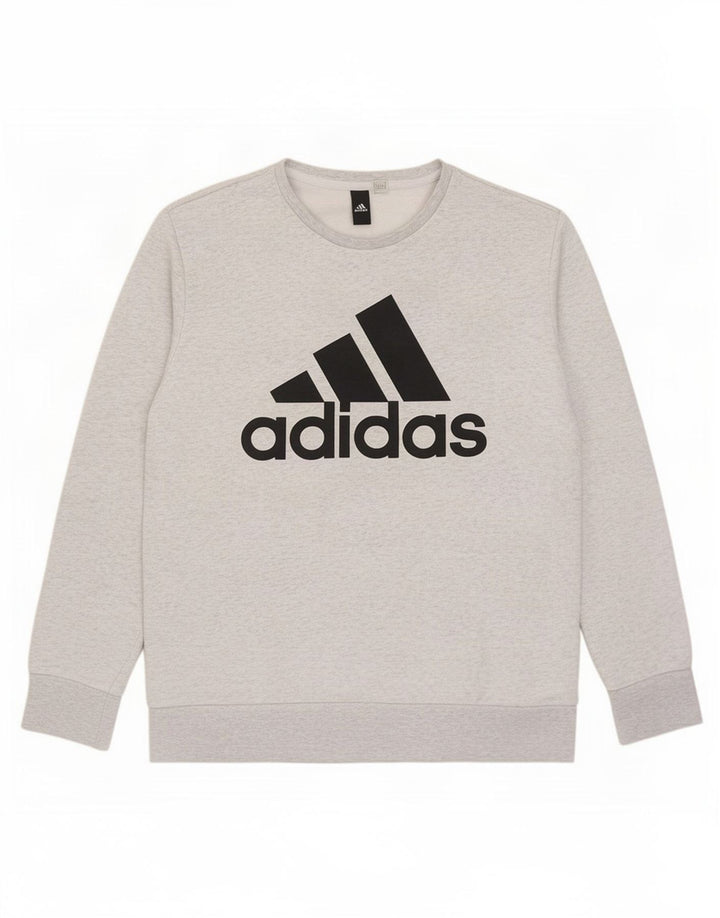 Felpa grafica da uomo Adidas maglione grigio medio chiazzato