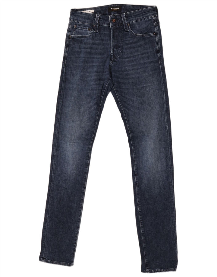 Jack & Jones Uomo GLENN Slim Jeans W27 L32 Blu Navy Cotone