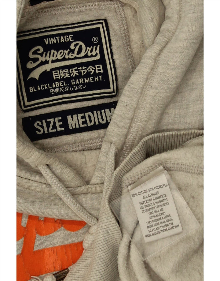 Maglione con cappuccio grafico da uomo Superdry in cotone grigio medio
